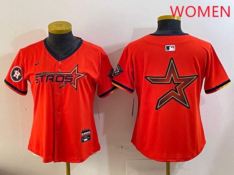 Women Houston Astros Blank Orange Three generations Joint Name 2025 Nike MLB Jersey style 13